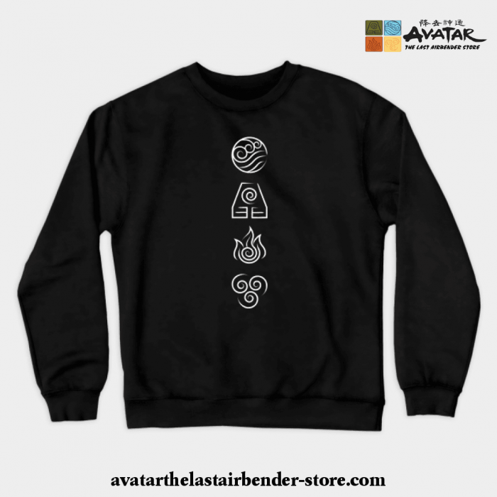 Avatar The Last Airbender - 4 Nations Crewneck Sweatshirt Black / S
