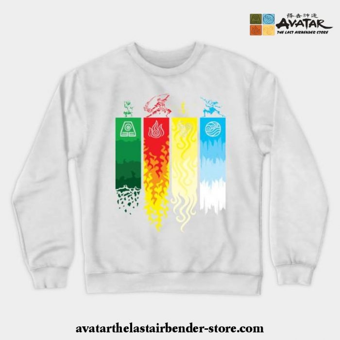 Element Symbols Avatar The Last Airbender Crewneck Sweatshirt White / S