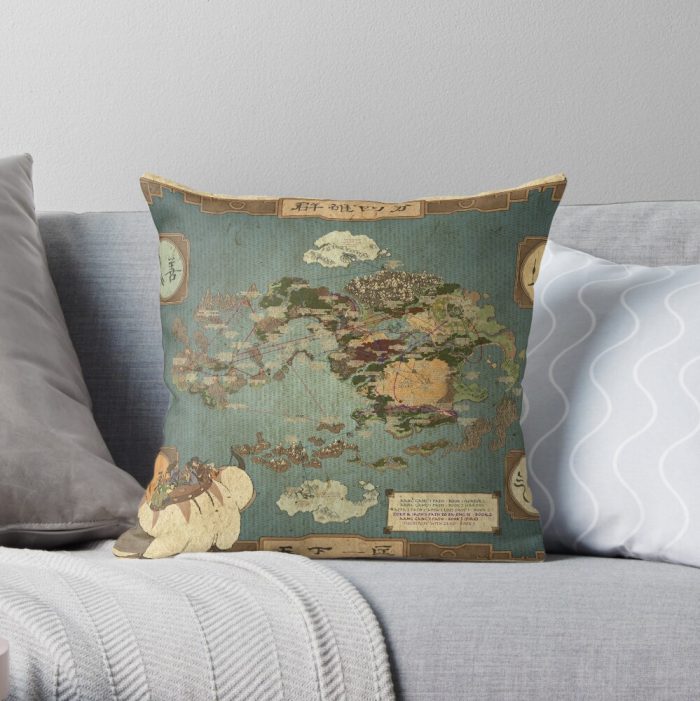 Avatar The Last Airbender Map Throw Pillow Official Avatar The Last Airbender Merch